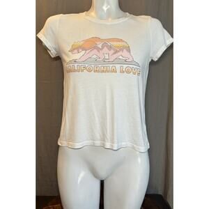 BILLABONG Womens California Love Graphic Crop Top T-Shirt, White Size Medium